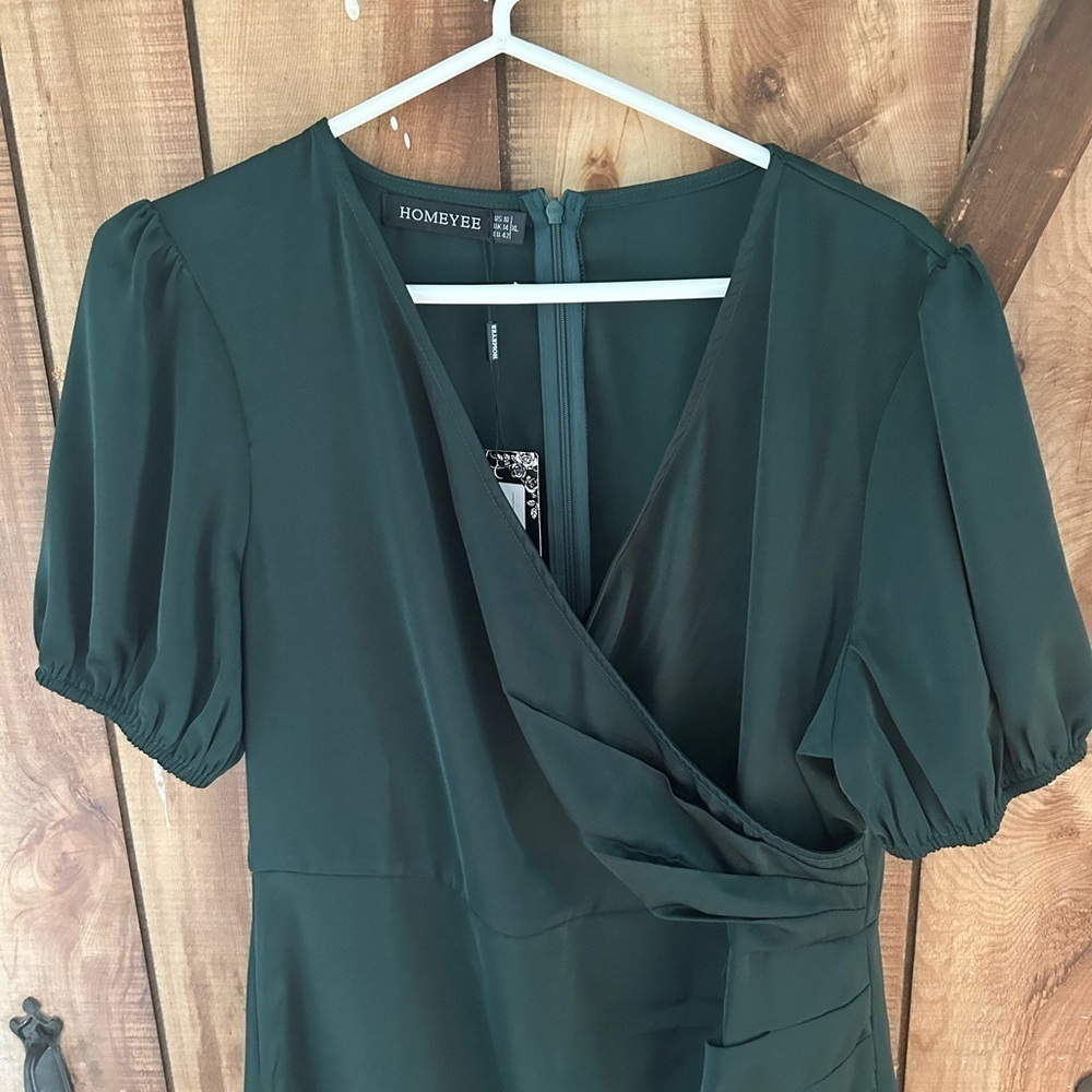 NWT HOMEYEE Dark Green Dress Size 10 XL - Picture 6 of 10